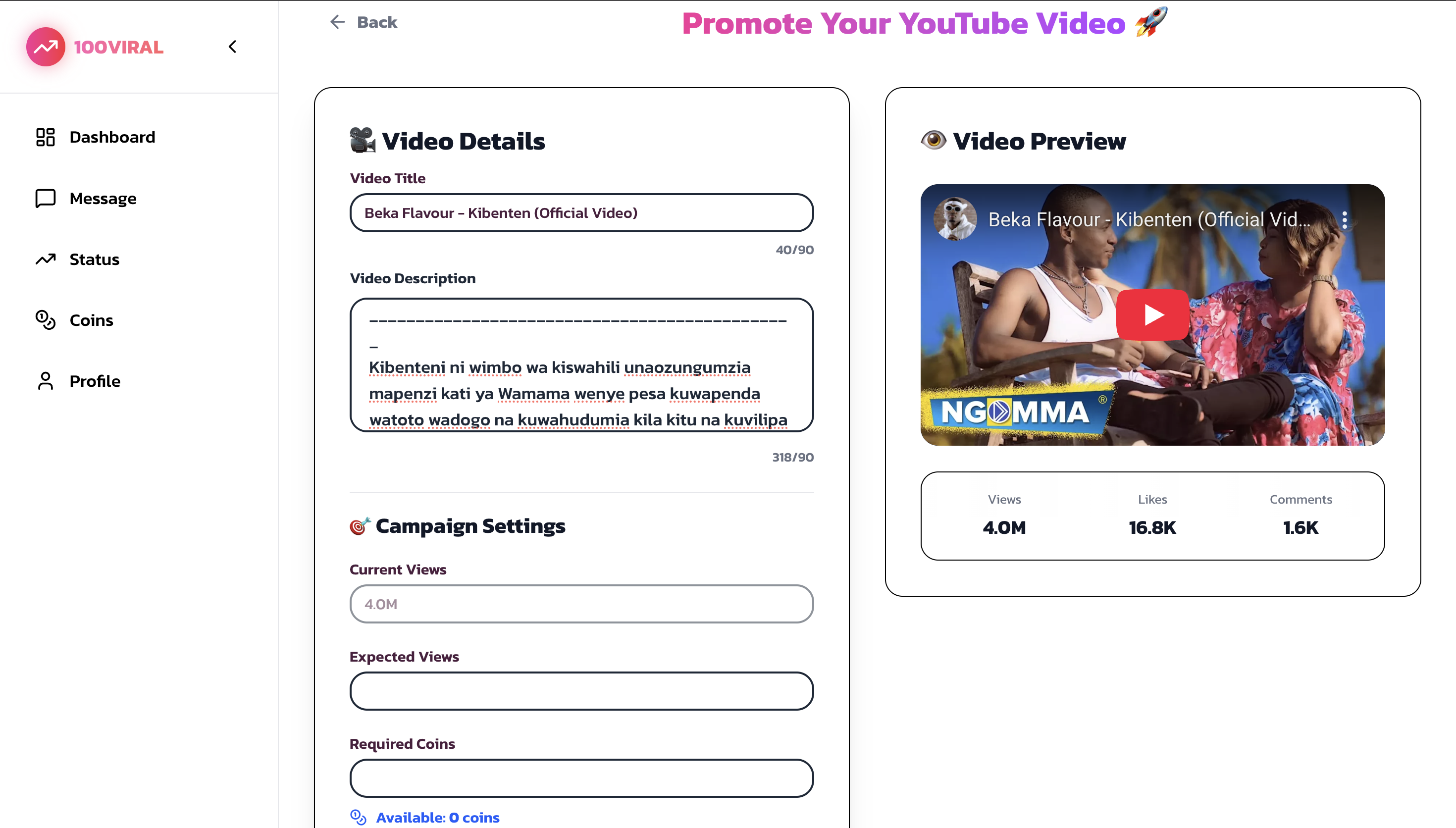 100viral.com video views increase